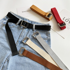 Canvas Belt for Young Students, Ins Personality, Korean Style Men's Pants Belt, Simple and Versatile, Double Ring Decorative Belt for Women