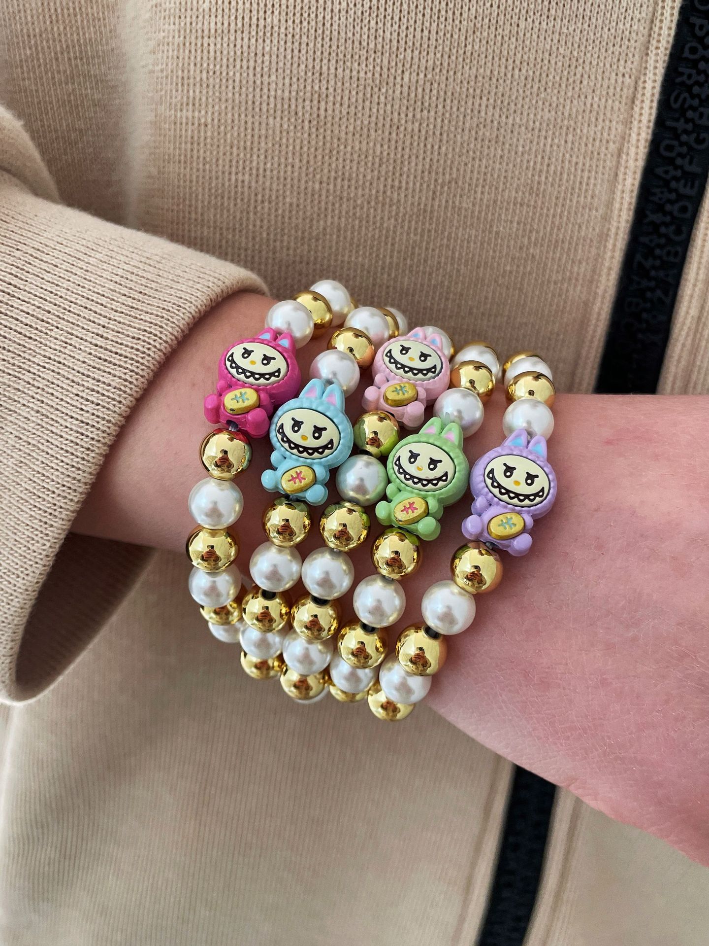 33g Weight Stretch Adjustable Clasp Closure Type Copper Pendant Material Bracelets Classification Wholesale Jewelry Cute Cartoon Character Copper Bracelets Beaded Chain
