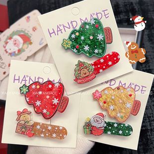 Cute Christmas hair clip suit festive atmosphere decorative elk gingerbread man Liu Hai clip Christmas head jewelry female