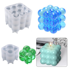 DIY Square Sphere Magic Cube Candle Stand Decorations Crystal Droplet Silicone Mold Wholesale Peony