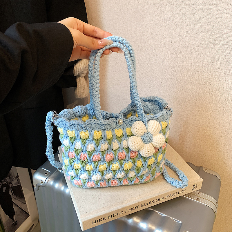 Bolsos frescos y dulces de tejido extranjero, bolsas de hombro de alta capacidad, bolsas de almacenamiento personales de viaje diario. image 11