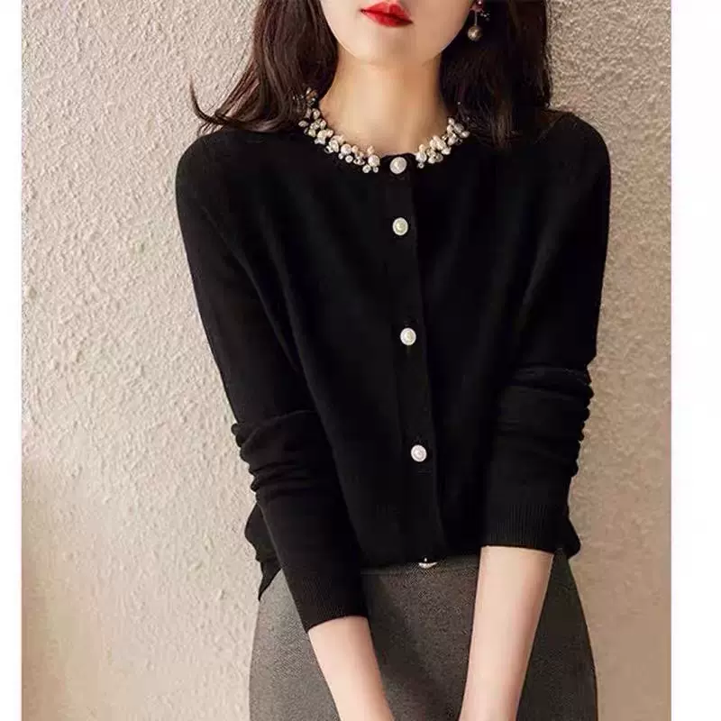 重工艺手工钉珠针织开衫女春秋季新款设计感小众上衣长袖毛衣外套
