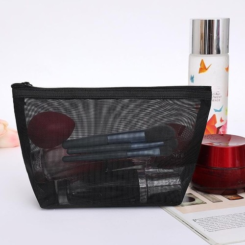 Simple Cross-border Makeup Brush Storage Bag Wholesale, Large Capacity Transparent Mesh Travel Toothbrush Bag, Portable Makeup Bag