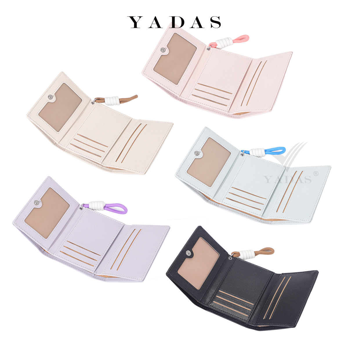 [Nudo Happy Bear] YADAS, tarjetero para mujer Xiaoxiang, billetera corta de tres pliegues de cuero PU de alta calidad