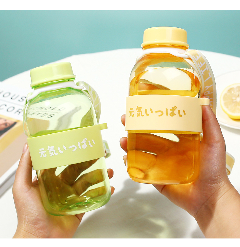 网红创意元气满满水杯女550ml 斜跨肩带户外运动水壶夏代理加盟详情25