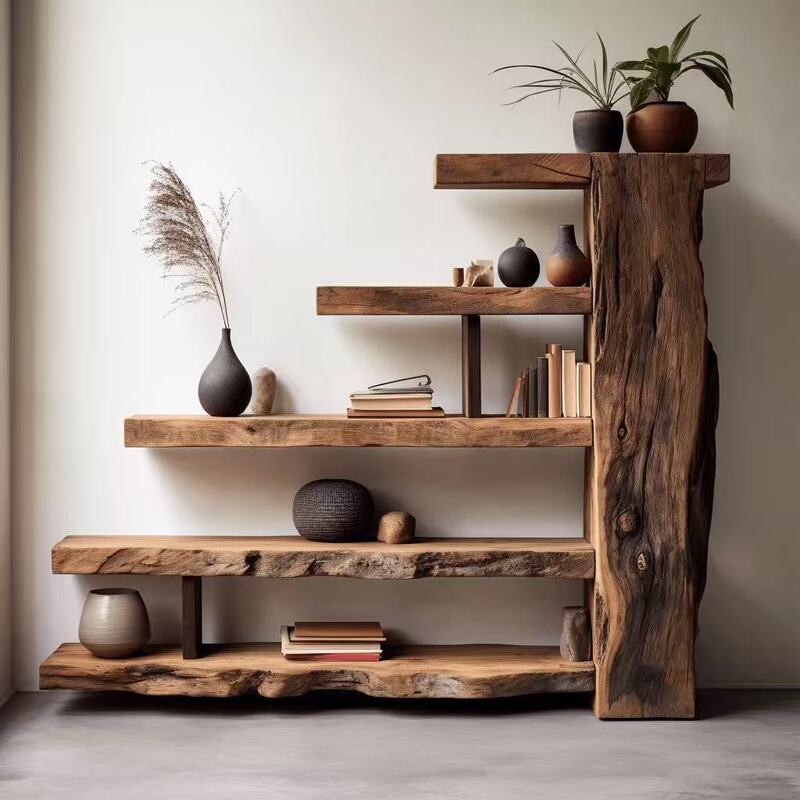 Wabi-Sabi Style Old Elm Wood Display Shelf, Vintage Multi-Purpose Cabinet, Tea Set Display Stand, Antique-Style Partition, Entryway Storage Cabinet Wabi-Sabi Style Old Elm Wood Display Shelf, Vintage Multi-Purpose Cabinet, Tea Set Display Stand, Antique-Style Partition, Entryway Storage Cabinet