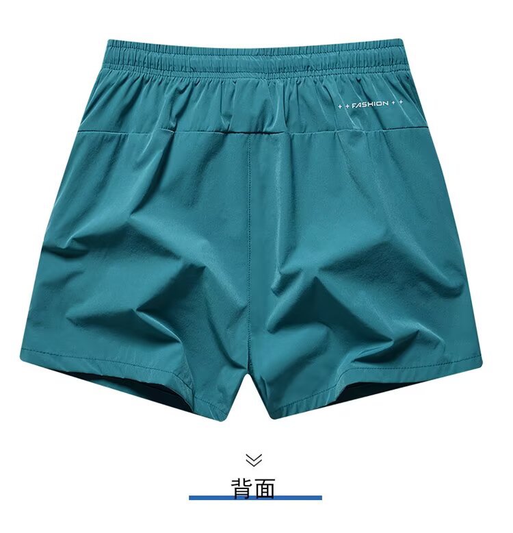 Casual de secado rápido, pantalones cortos de tres puntos de color sólido, pantalones cortos rectos elásticos sueltos, pantalones casuales de seda de hielo para hombre, pantalones de playa para hombre