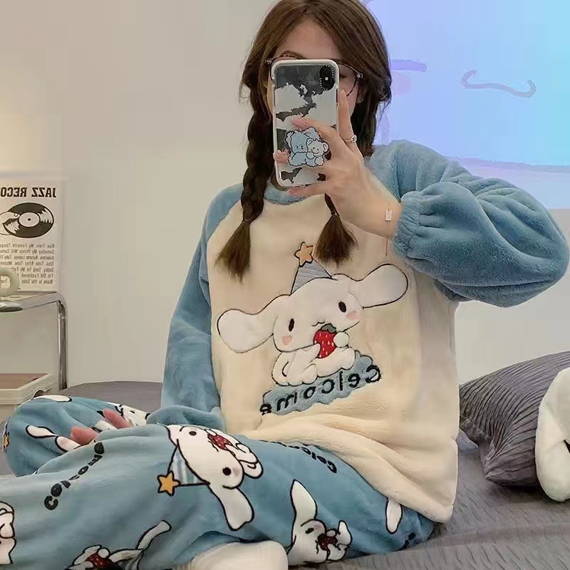 Otoño y invierno pijamas mujeres coral veludo engrosado 2024 nuevos estudiantes cálidos franela invierno conjunto de ropa para el hogar image 41