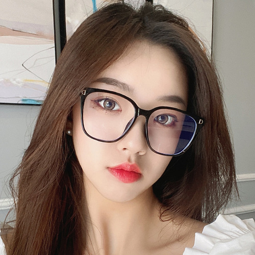 New D-shaped myopia glasses finished women Xiaohongshu ins internet celebrity without makeup large frame anti-blue light flat glasses wholesale