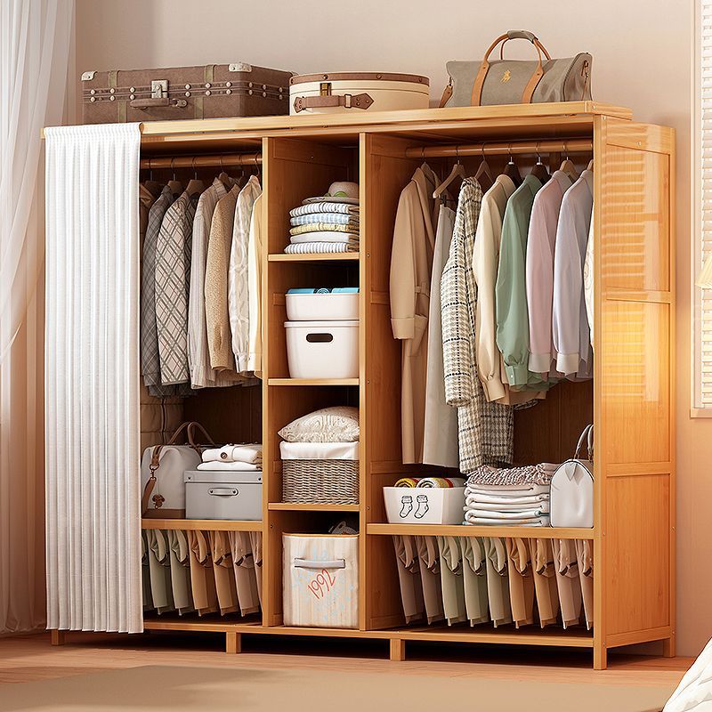 Wardrobe Bedroom Household Simple Assembly Wardrobe Sturdy and Durable Clothes Cabinet Rental Room Floor-Standing Clothes Rack Storage Wardrobe