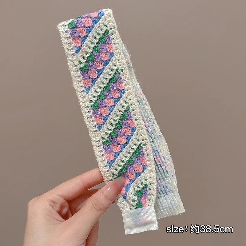 2025新款早秋针织碎花发带刘海贴女生碎花发带魔术贴发箍头饰发饰|undefined