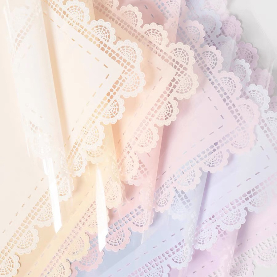 Papel de Regalo de Celofán con Encaje Impermeable para el Día de San Valentín, Papel de Envolver para Ramos de Flores