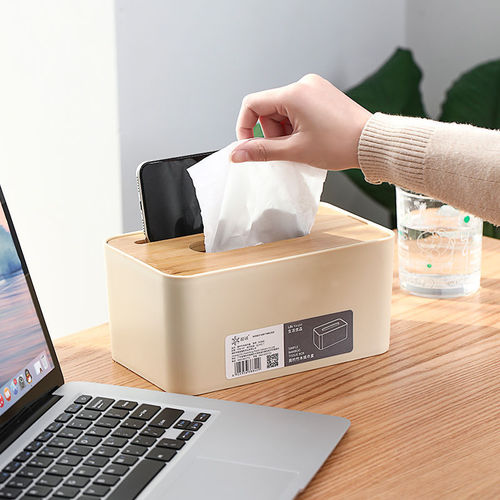 Japanese-style creative tissue box, home living room miscellaneous storage multi-functional desk tissue box, bamboo wood tissue box