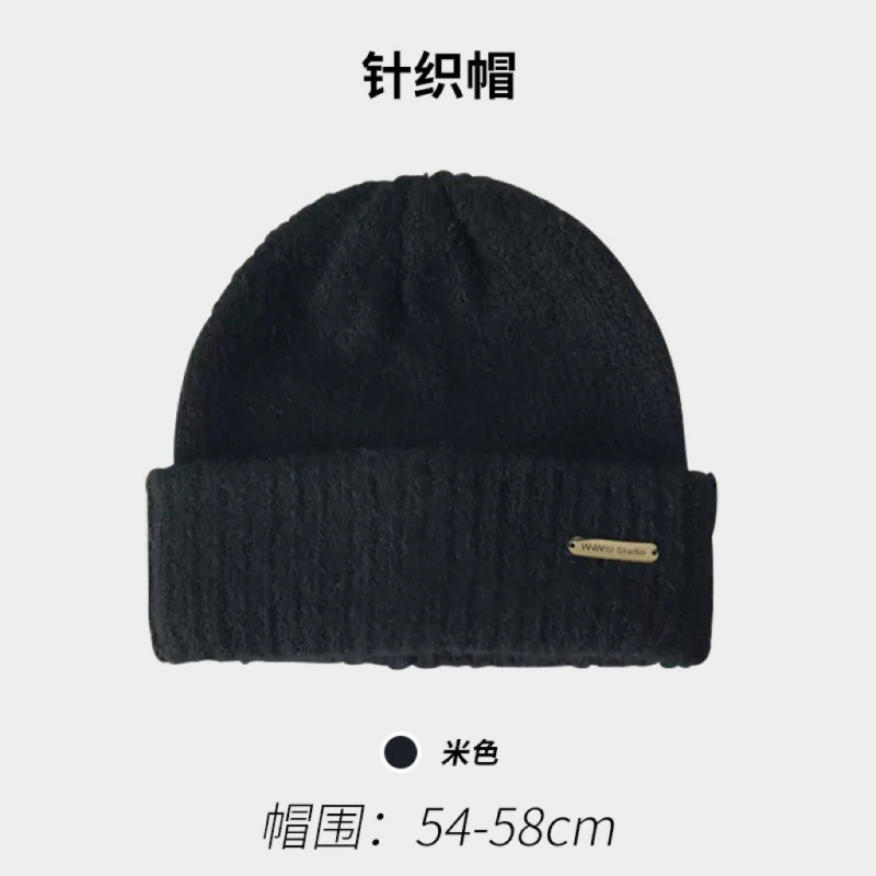 大头围毛线帽子女秋冬冷帽潮百搭黑色宽松保暖针织帽可爱潮流网红|undefined