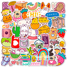 50张缤纷生活贴纸跨境新品彩绘缤纷小动物涂鸦贴纸卡通可爱贴画