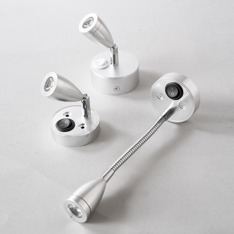 Luz de lectura led para RV, 12V, bajo voltaje, foco giratorio de 360 ​​grados, foco de noche, lámpara de pared, techo, luz blanca cálida, protección para los ojos
