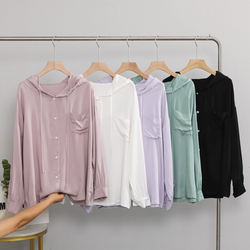 Summer Cotton Silk Hooded Sunscreen Suit plus size Loose Thin Single-breasted Cardigan Fashionable All-match Casual Thin Jacket