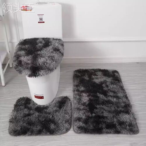 Long-haired tie-dye toilet set for home use, anti-slip bathroom mat, water-absorbent and stain-resistant bathroom mat