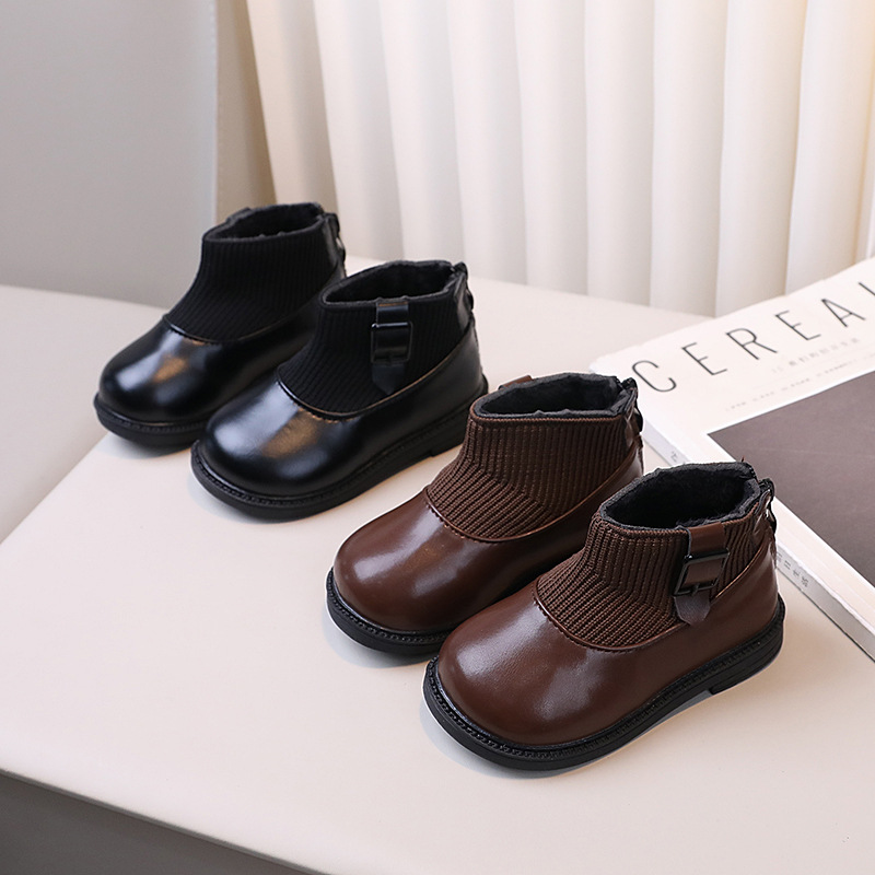 Mädchen Kurze 2024 Winter Neue Mädchen Baby Schuhe Single mit Samt Warme Baumwolle Kinder Martin Stiefel_voghion.com