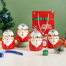 创意高颜值陶瓷杯新款马克杯圣诞老人杯子圣诞节活动礼品水杯带盖
