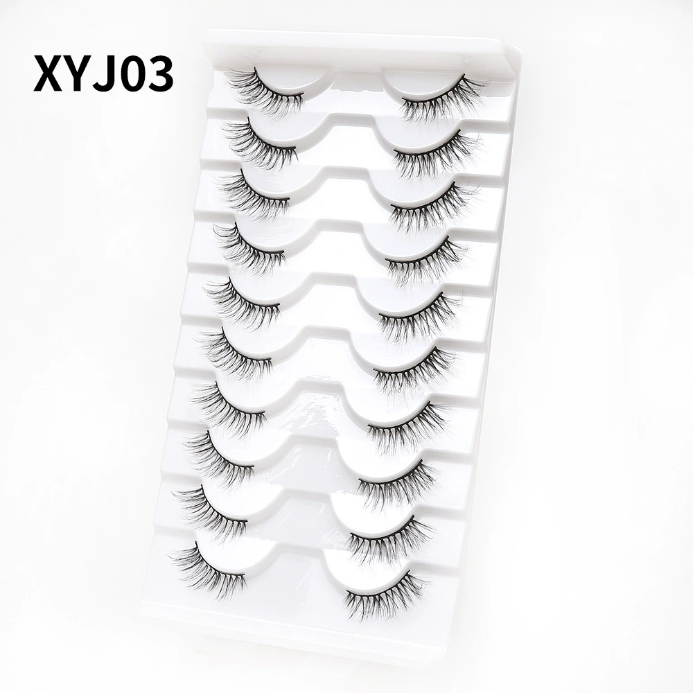 Плотные завитые наращенные ресницы, стиль кошачий глаз, 10 пар, Natural Volume