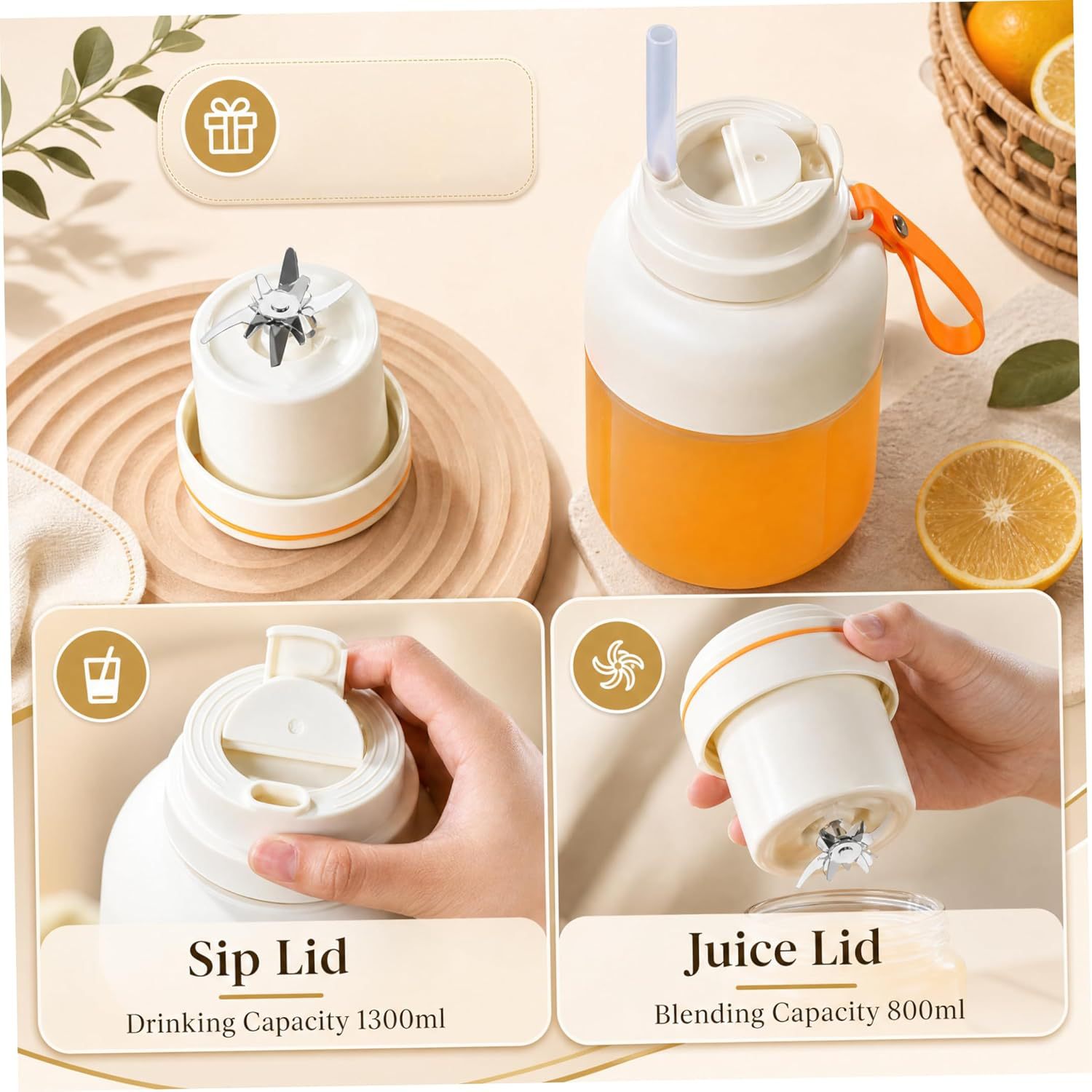 El exprimidor Oumeibang puede triturar hielo, es portátil, multifuncional, eléctrico y tiene una taza de jugo de gran capacidad. image 3