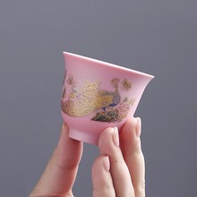 原矿紫砂粉彩金银错女士专用品茗杯家用礼品单杯茶盏高档功夫茶具