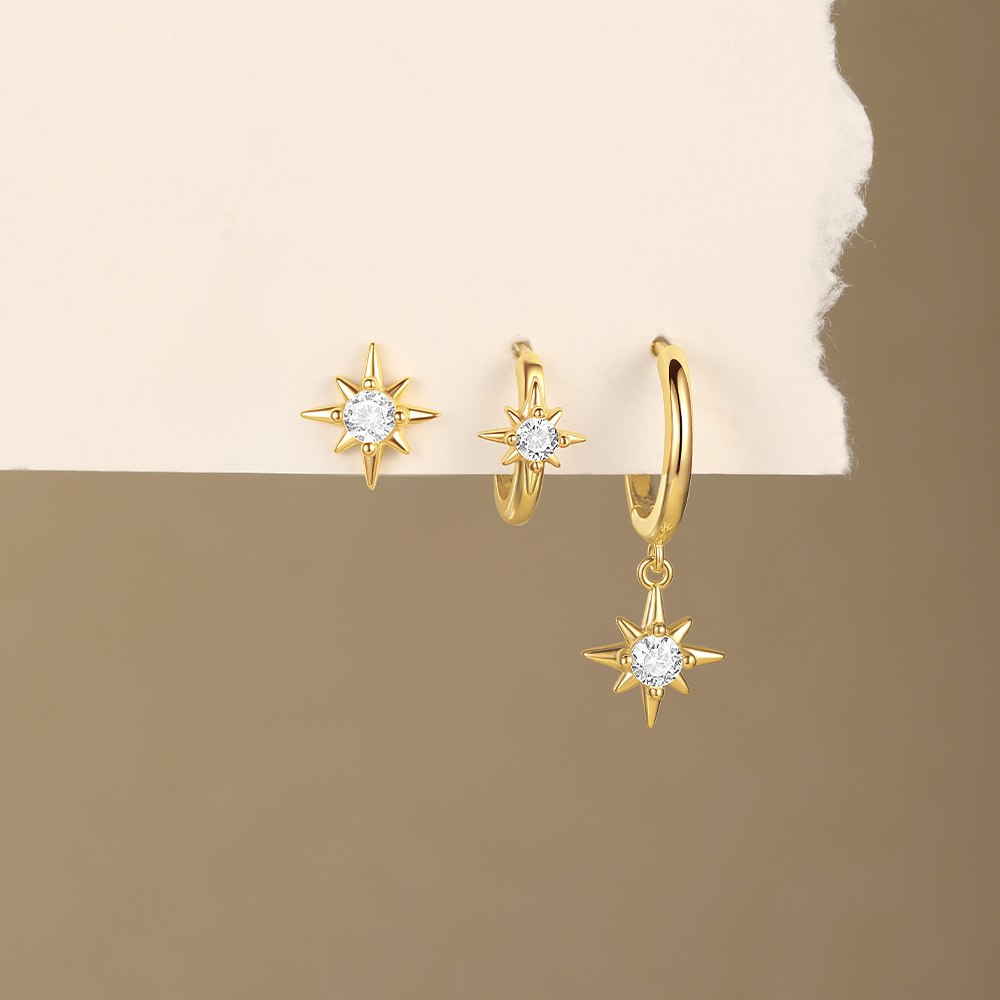 6g Weight 925 Sterling Silver Ear Needle Material Earrings Classification 3 Pieces Quantity Holiday, Travel, Daily Occasion 925 Sterling Silver Material Geometric Pattern Women's Gender Plating Design Simple Style Style 3 Pieces 925 Sterling Silver Geometric Earrings 11