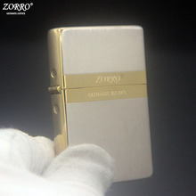 zorro佐罗黄铜煤油打火机个性纤薄款色块拉丝朴实标棉油机可代发