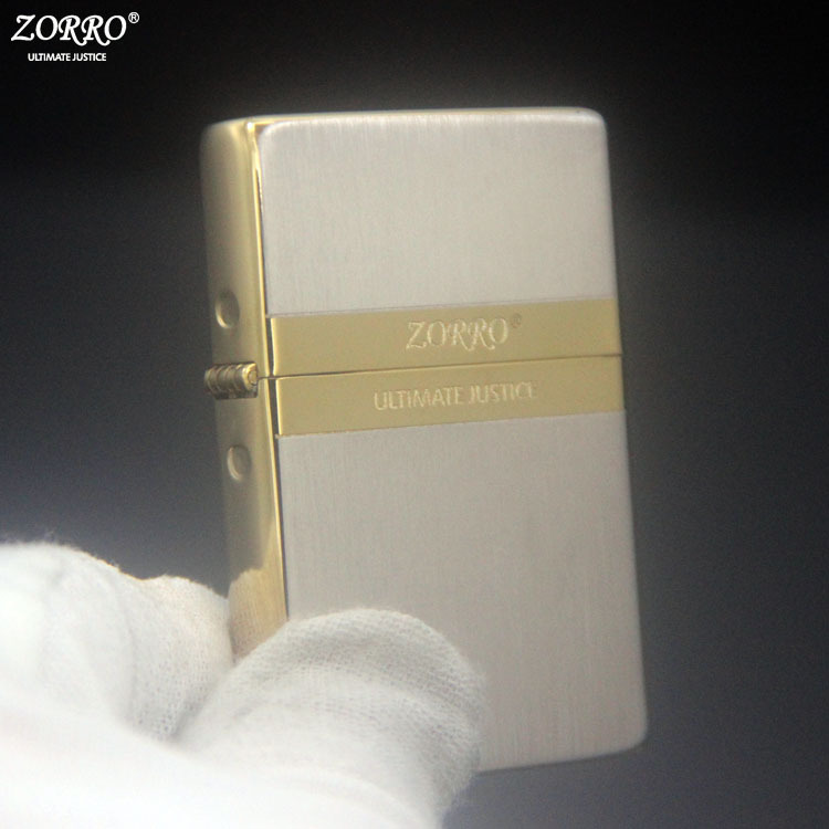 zorro佐罗黄铜煤油打火机个性纤薄款色块拉丝朴实标棉油机可代发