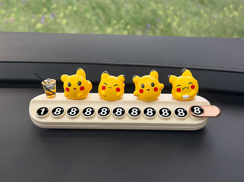 New Pikachu Temporary Parking Number Plate, High-Looking Moving License Plate, Cute Cartoon Car Moving Phone Plate