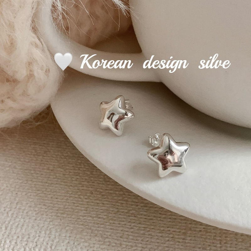 韓版東大門簡約設計耳飾品 S925純銀五角星耳釘女百搭高級感ins風