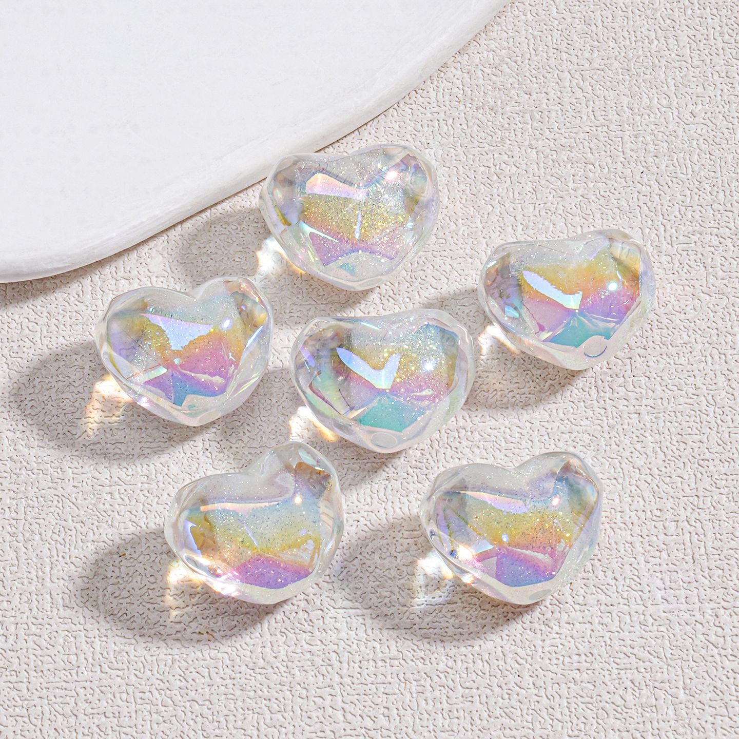 Al atardecer, corazón de azúcar, fideos cortados, amor, cuentas, teléfono móvil, material de bricolaje, accesorios de joyería, cuentas finas de resina flash en forma de corazón, lotes dispersos