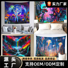 现货亚马逊热卖荧光挂毯外贸荧光挂布ins风挂毯家居装饰源头厂家