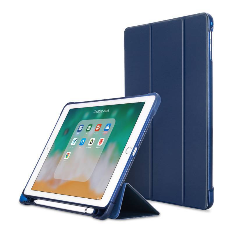 Suitable for 2018 iPad 9.7 inch flat leather case honeycomb tri-fold iPad air2 protective case with pen soft case