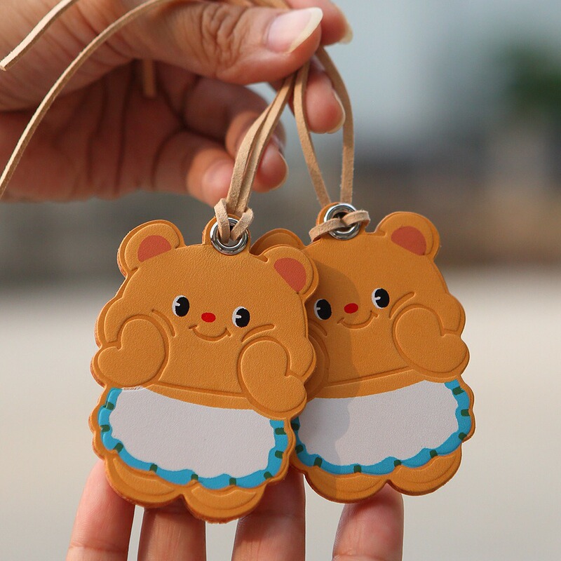Adapted LV presbyopy bag pendant cute cream bear first layer beeswax cowhide leather ornaments doll accessories