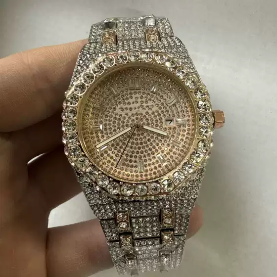Cross-border 25 Dunhuang AliExpress Hot-Selling AP Full Diamond Men's High Quality Watch Trendy Fashion Quartz Watch