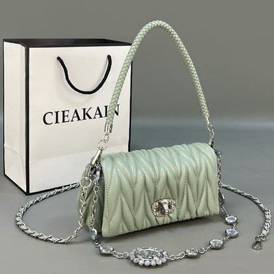 Green rhinestone chain