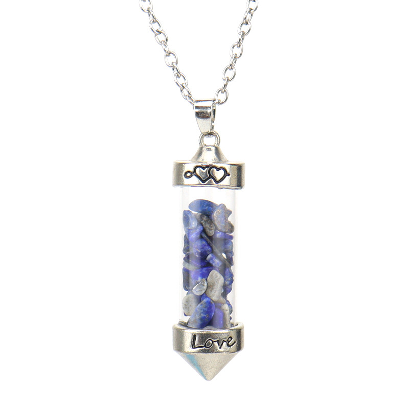 Retro Wishing bottle Crystal Plating Pendant Necklace 1 Piece