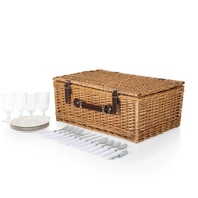 Cestas de picnic de caña personalizadas canasta de regalo con cubiertos canasta de frutas de aislamiento de viento pastoral al aire libre canasta de picnic de sauce