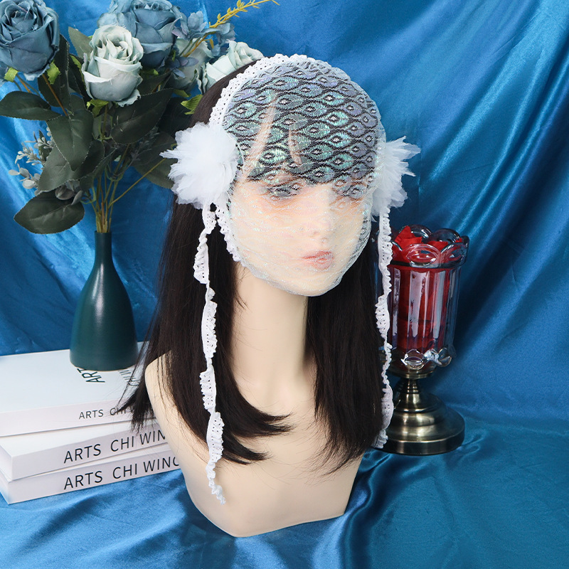 Amazon transfronterizo de encaje negro velos de cabello agujeros grandes toque de malla foto de fiesta de belleza TK