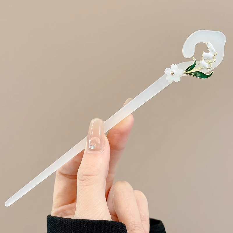 Horquilla de flores con flecos de estilo antiguo, temperamento femenino de alto nivel, escalón, horquilla de Hanfu, horquilla de cabello en la parte posterior de la cabeza, tocado de horquilla