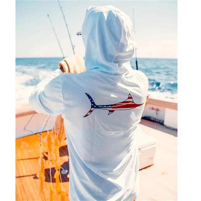 Customized Breathable Quick-Drying Clothing for Men and Women, Sun Protection Shirt, Fishing Clothing, Long-Sleeved Hooded Fishing Clothing, Customized Lure Fishing Clothing