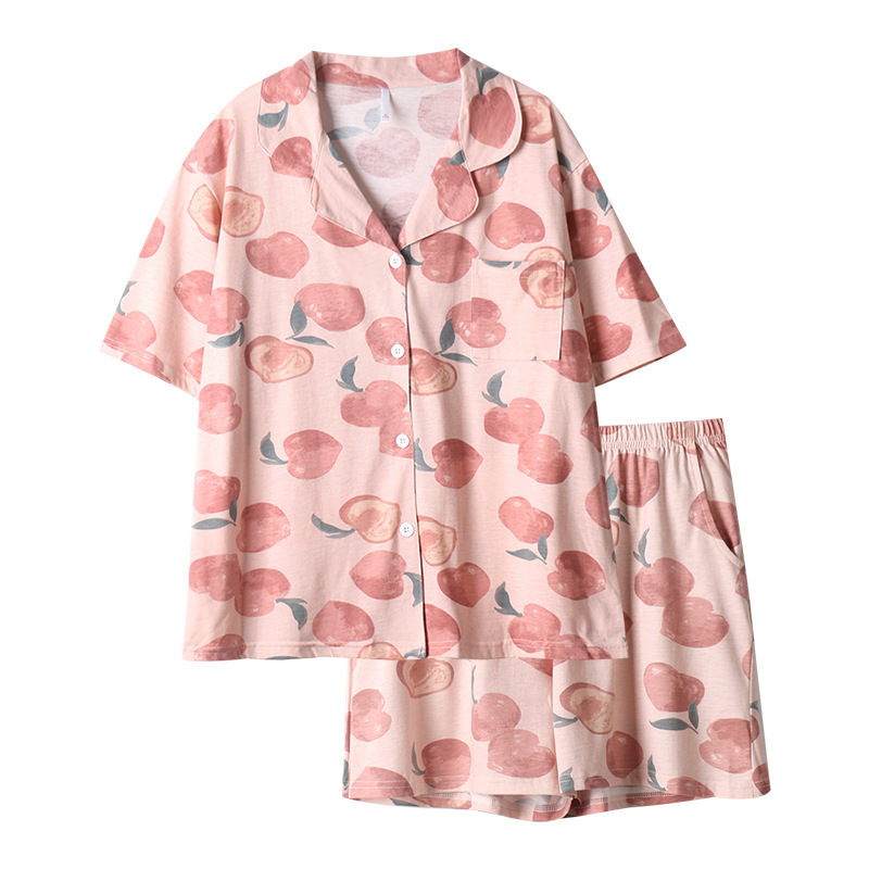 Pantalones cortos de manga corta de verano, pijamas de rebeca, damas, estilo de princesa de estudiante coreano, traje de casa de dibujos animados dulce y lindo