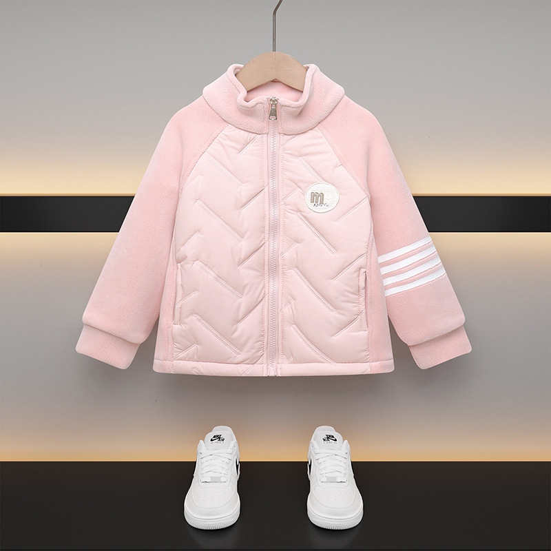 男の子と女の子向けの秋冬の学生服、キルティング冬用ジャケット、中型および大型の子供用ベルベットトップス、暖かい綿の服、子供用ジャケット|undefined