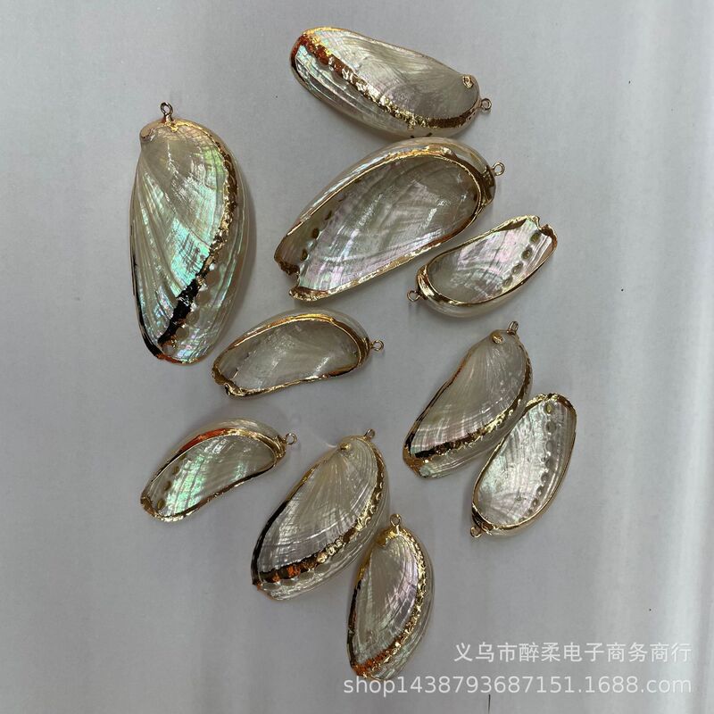 Natural Shell Scallop Electroplated Edge Conch Pendant Single Pendant DIY Necklace Earrings Pendant Small Pendant Jewelry Batch