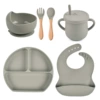 Y22 Smile Face Date+Silicone Bowl+Delded Pocket+Woodpower Spoon Fork+Silicone Spoon Fork+Straw Cup+snack cup lid