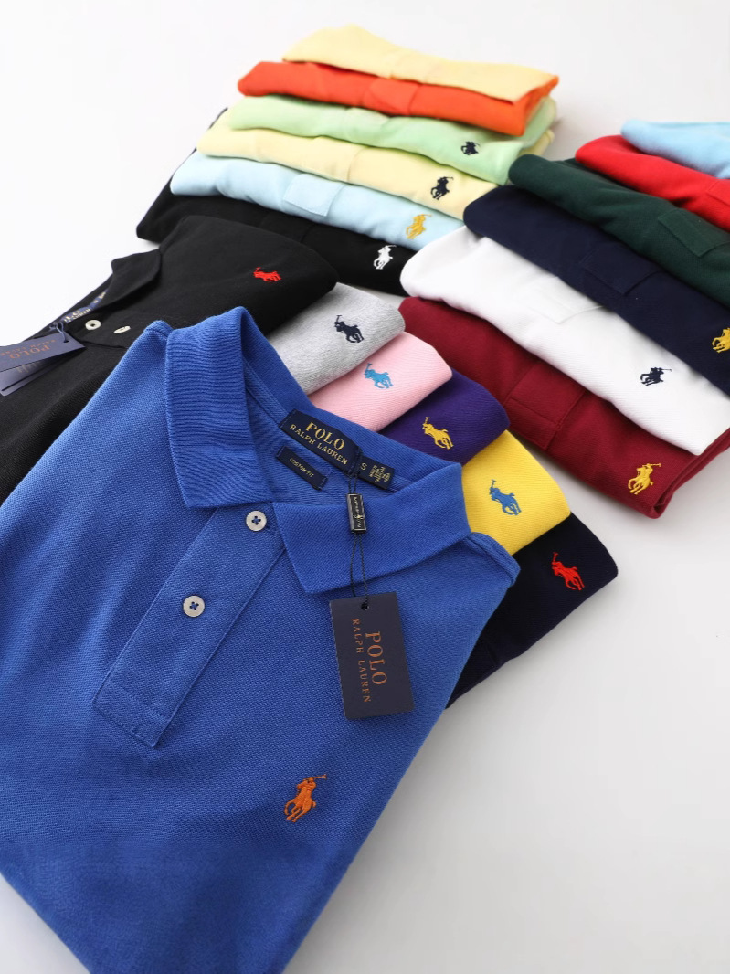 国境を越えた外国貿易供給ラフ RL 通勤カジュアル無地メンズ夏ポニーロゴ刺繍半袖ポロシャツ