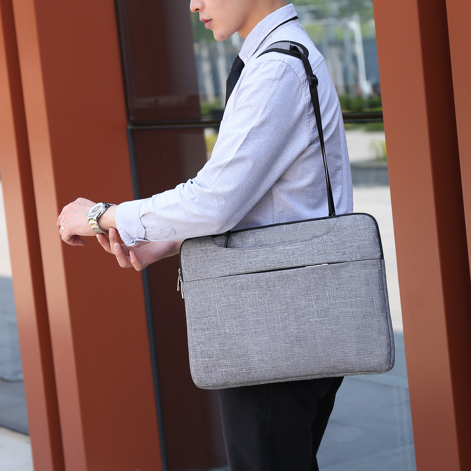 印logo礼品公文包14寸笔记本电脑包手提电脑包绒里内胆商务公文包