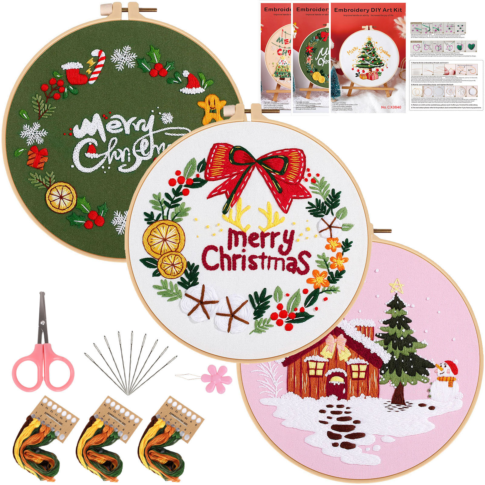 Cx0842 + 843 + 844 + 1 tijeras rosas + 1 hilo Rosa + 1 tensión de bordado